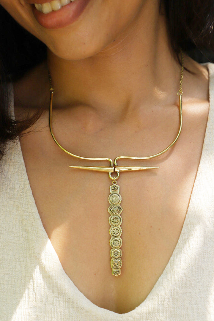 Chakra beaten necklace