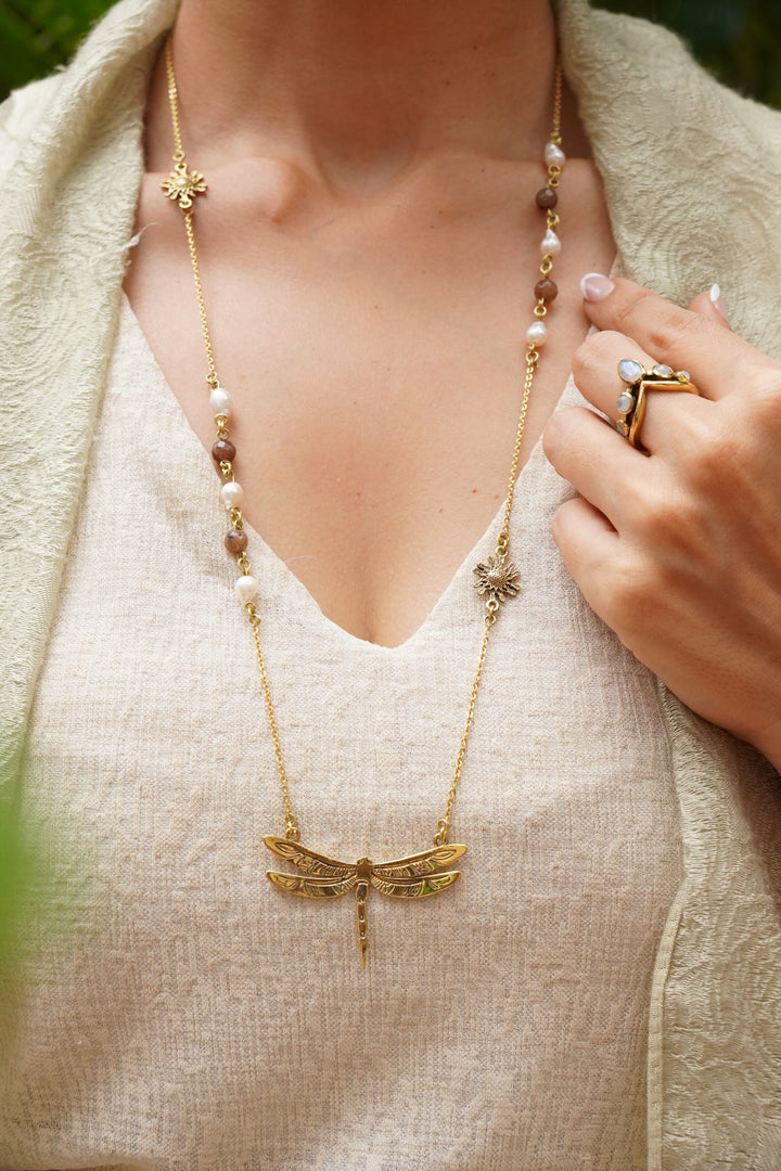 Dragonfly long necklace