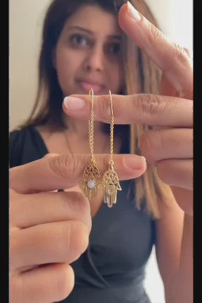 Sui dhaga Hamsa brass earrings