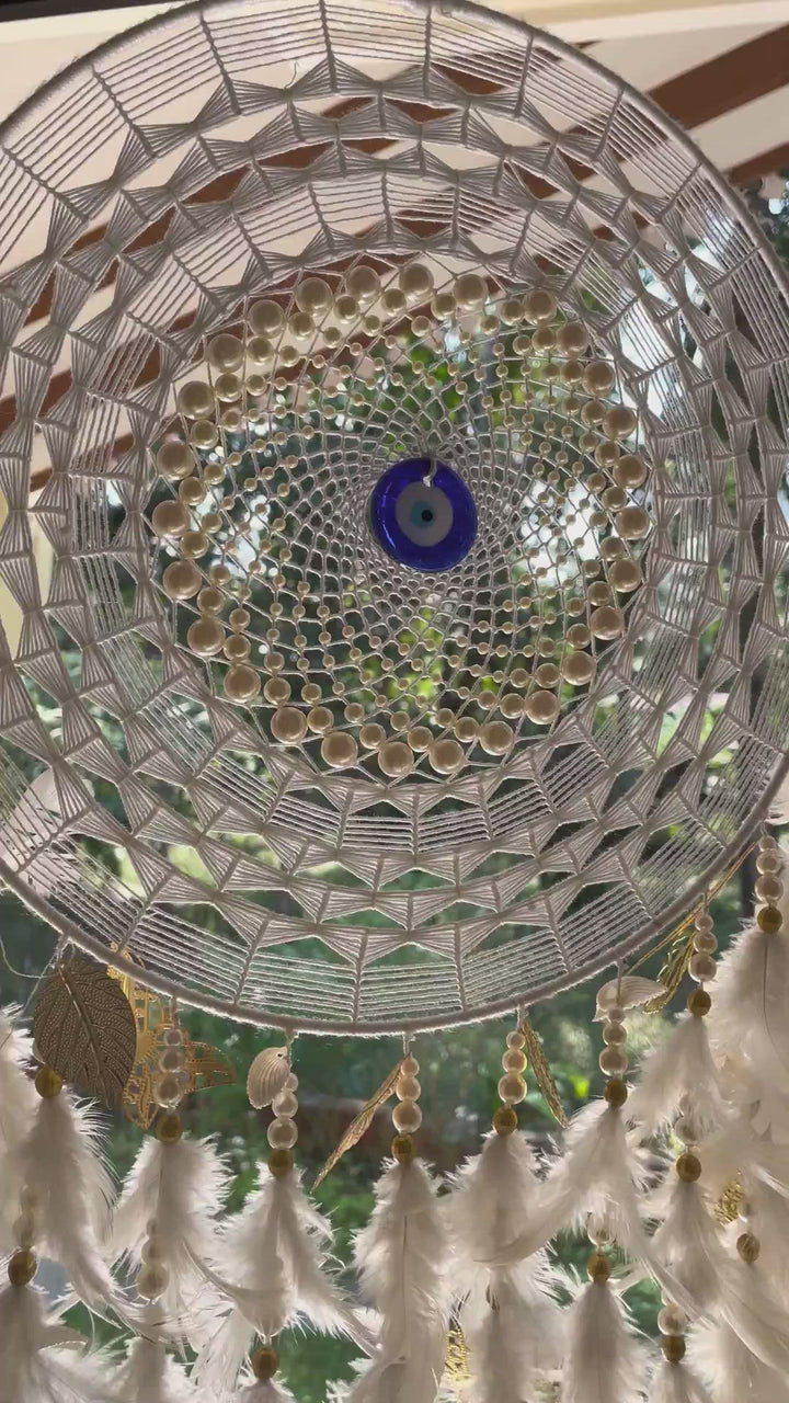 Radiating White Evil Eye Dreamcatcher