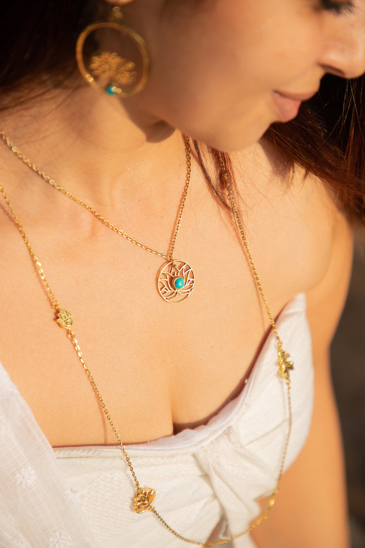 Turquoise Lotus short necklace’s