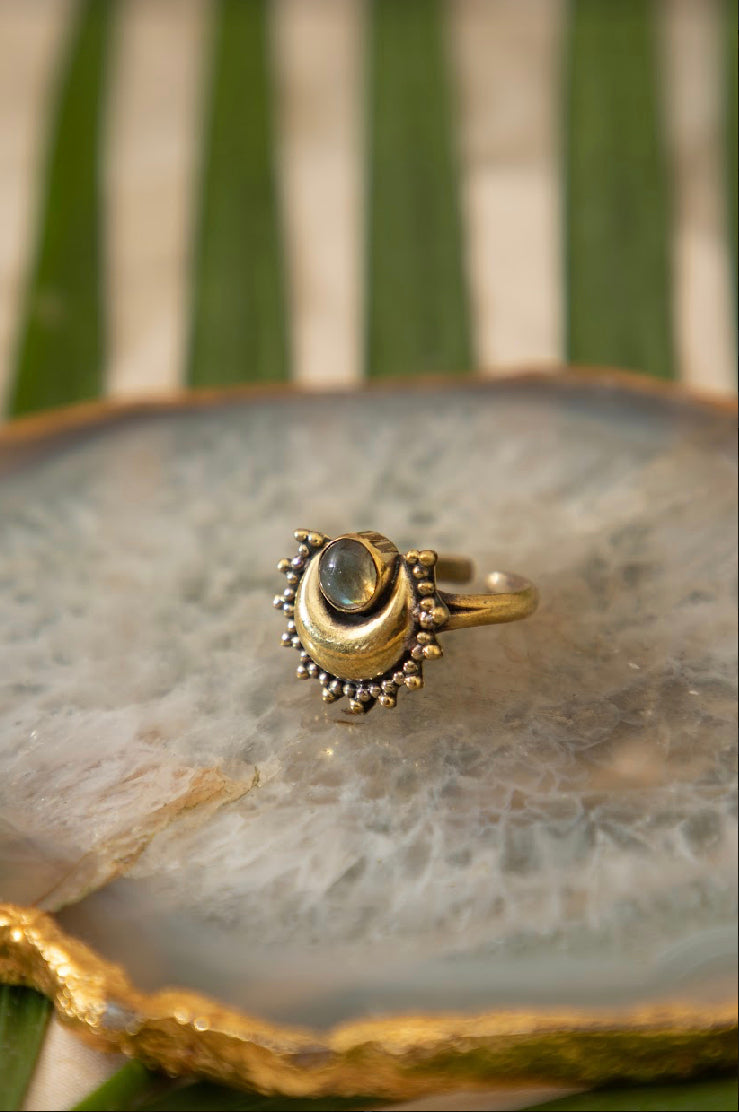 Moon Brass Ring. Adjustable size. Size 5-7