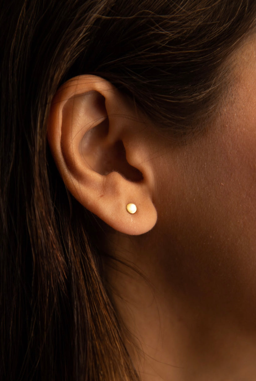 Mandala Pearl brass drop earrings
