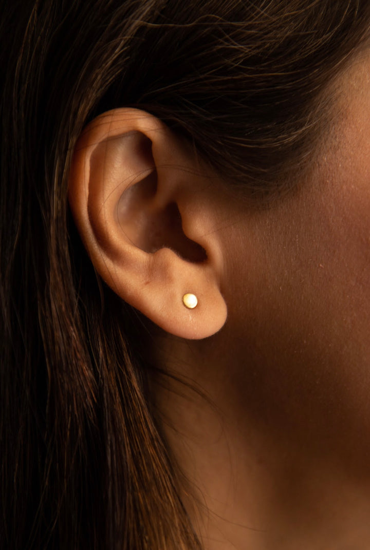 Mandala Pearl brass drop earrings