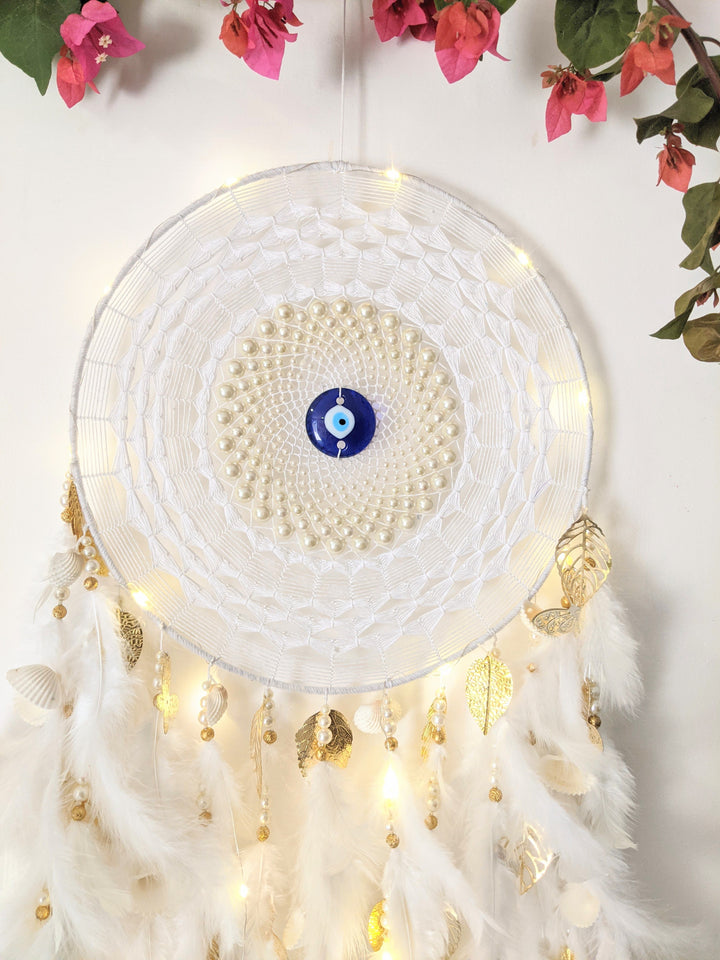 Radiating White Evil Eye Dreamcatcher