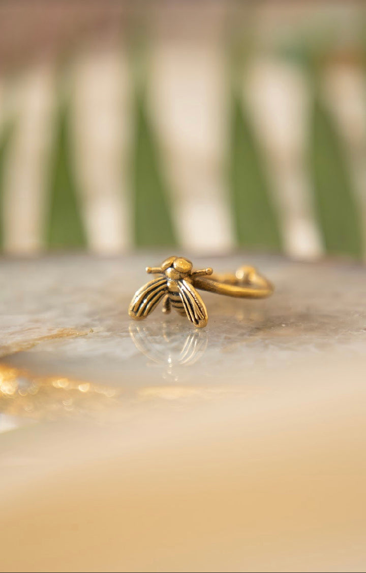 Honey Bee Finger And Toe Brass Ring. Adjustable Size.