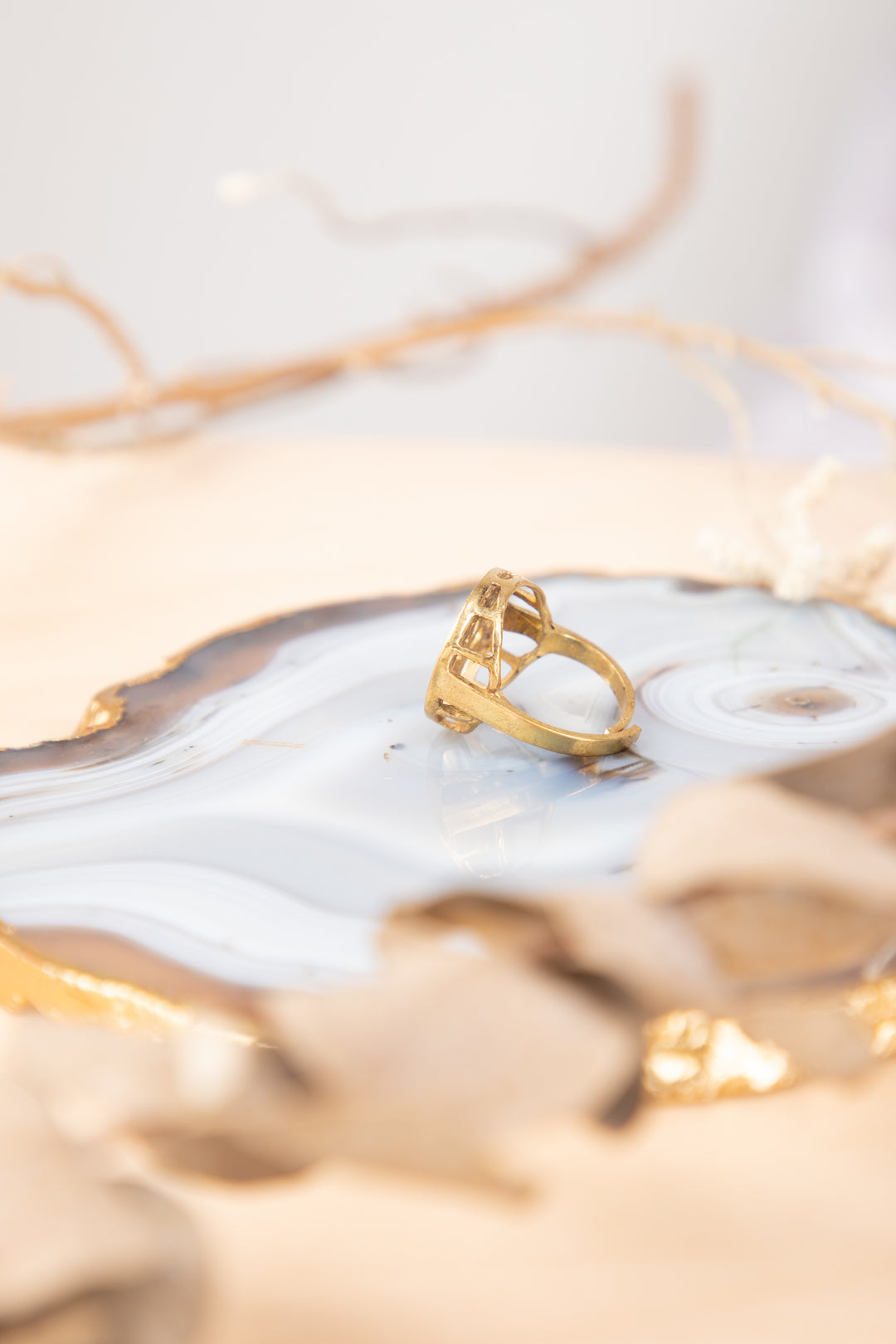 Tree Of Life Adjustable Brass Ring. Size 6-8