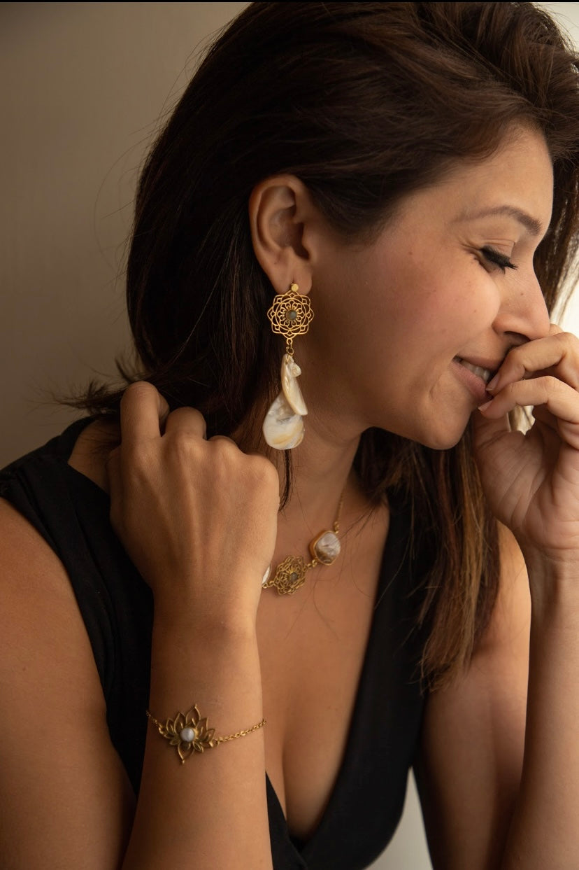 Mandala Pearl drop earrings