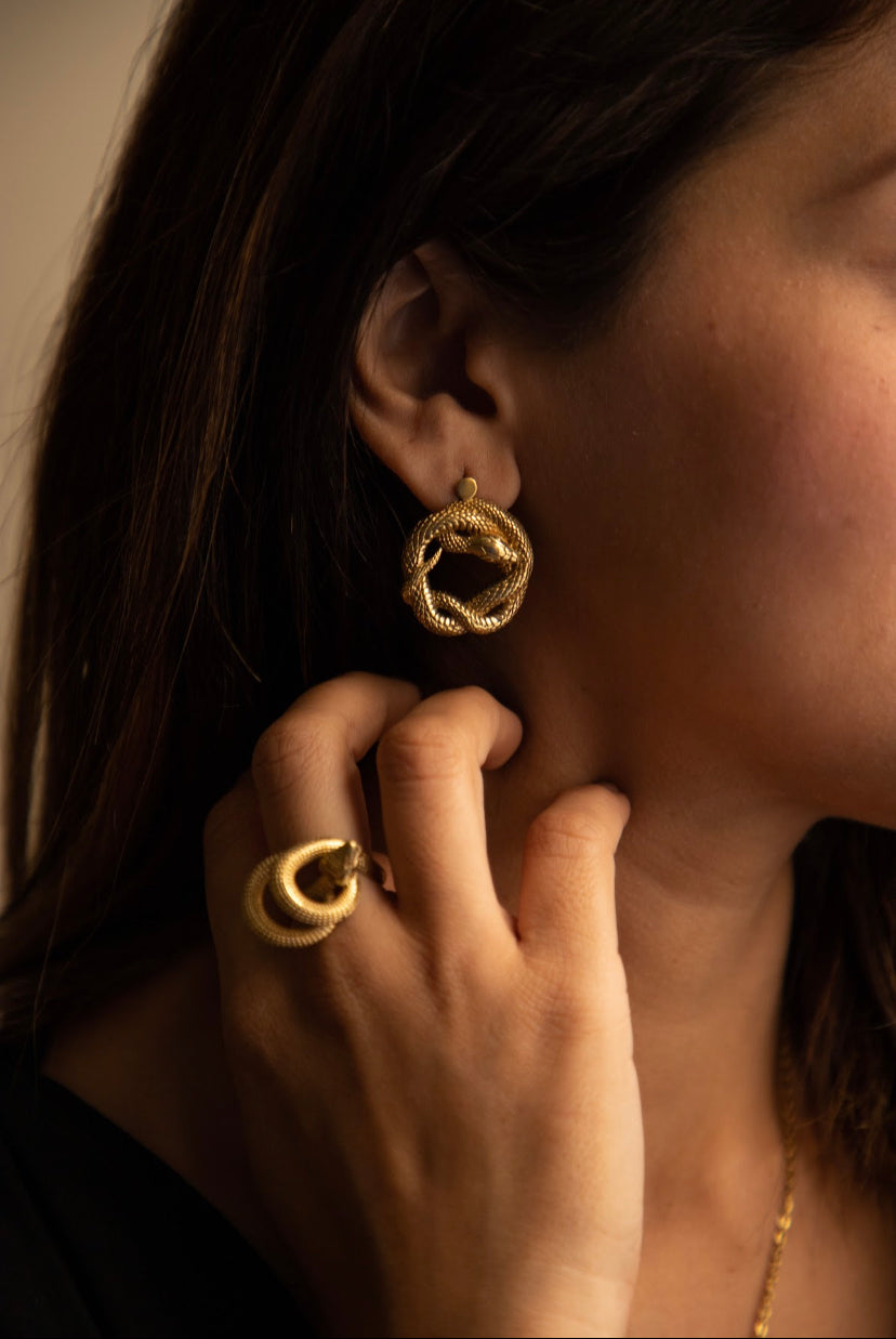 Kundalini coil brass earrings