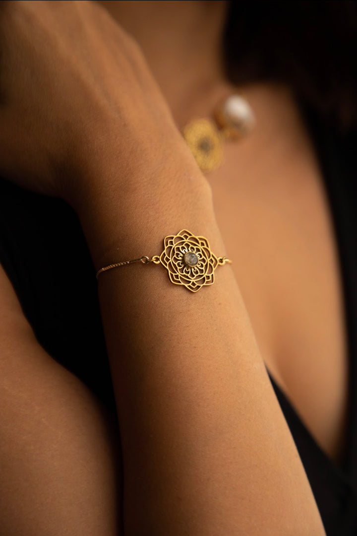 Labradorite Mandala adjustable bracelet