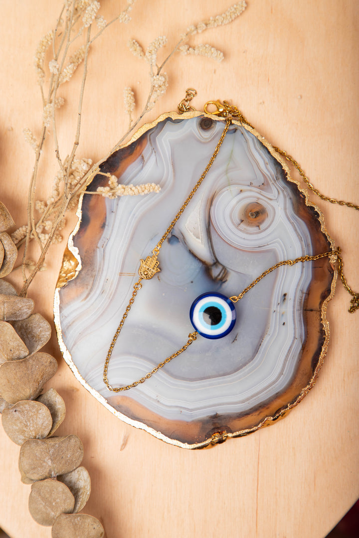 Evil eye short necklace