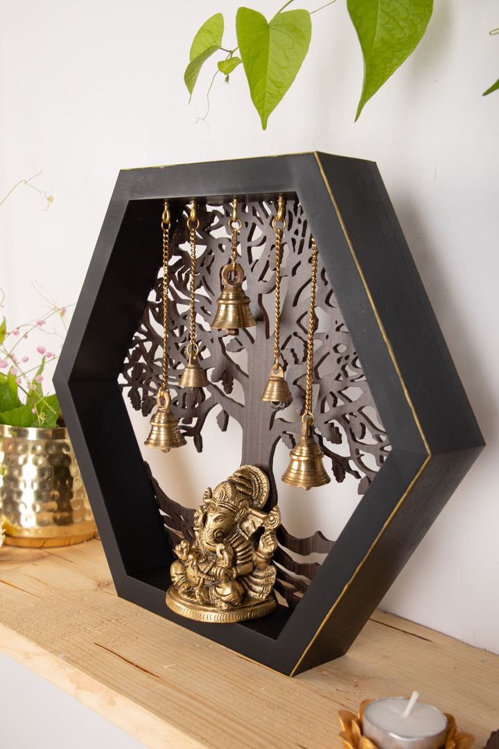 Hexagon brass Ganesha temple- 10 days pre-order.