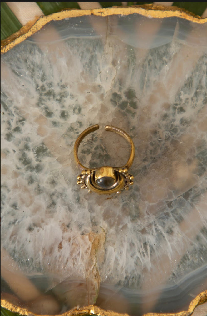 Moon Brass Ring. Adjustable size. Size 5-7