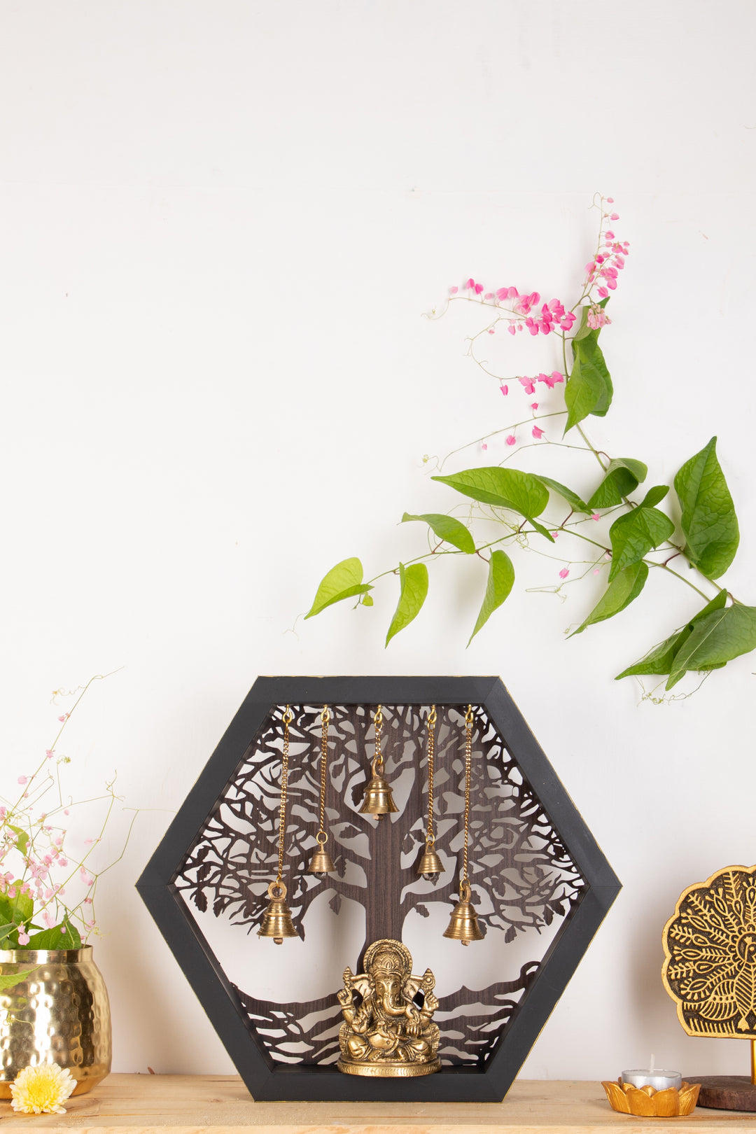 Hexagon brass Ganesha temple- 10 days pre-order.