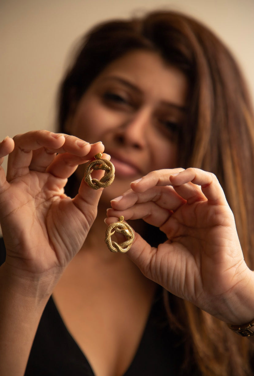 Kundalini coil brass earrings