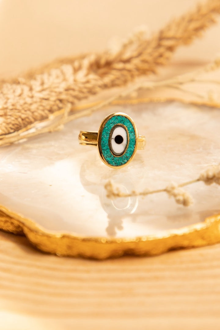 Evil Eye Adjustable Ring .