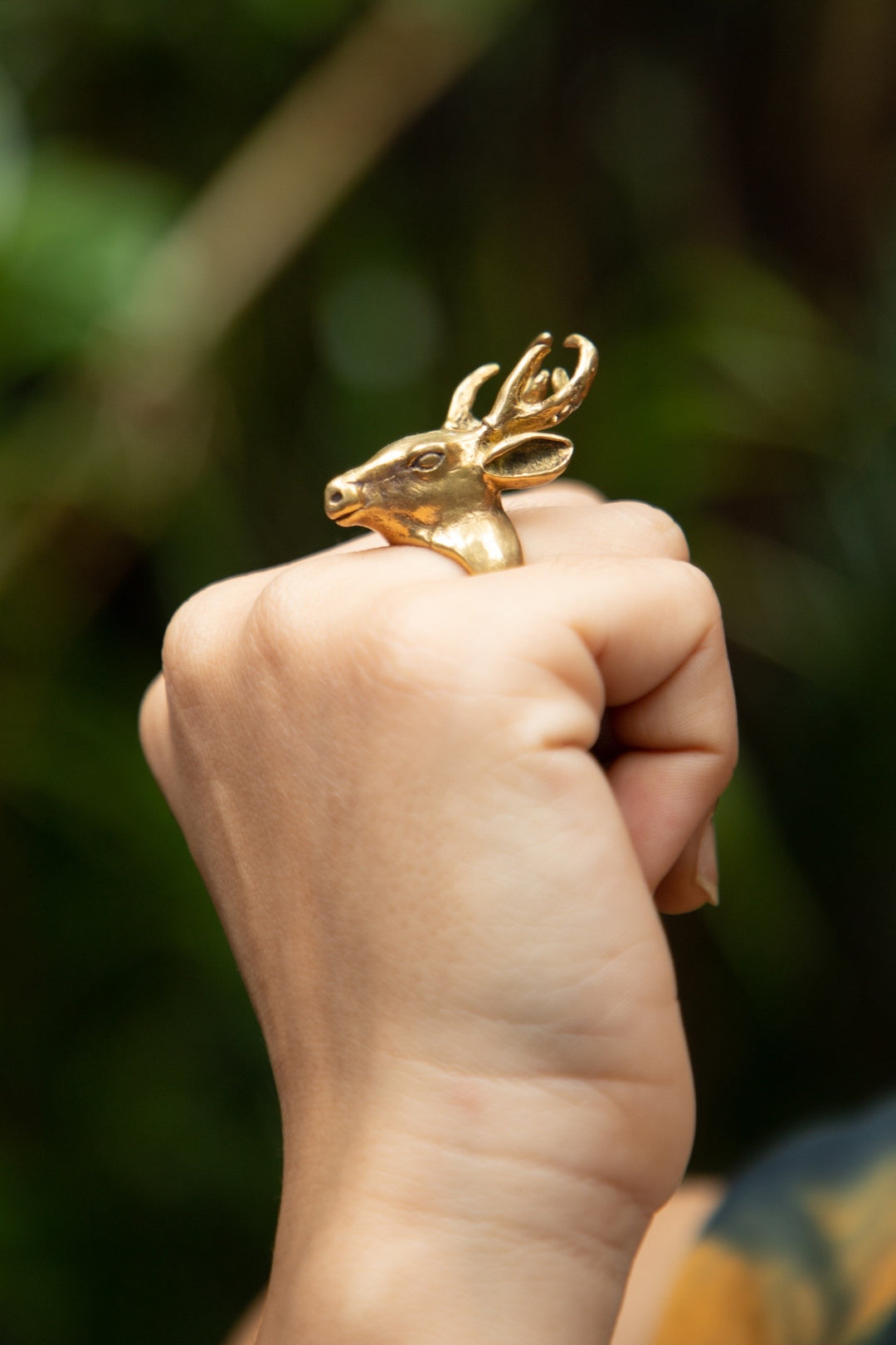 Deer adjustable brass ring. Size 6-7