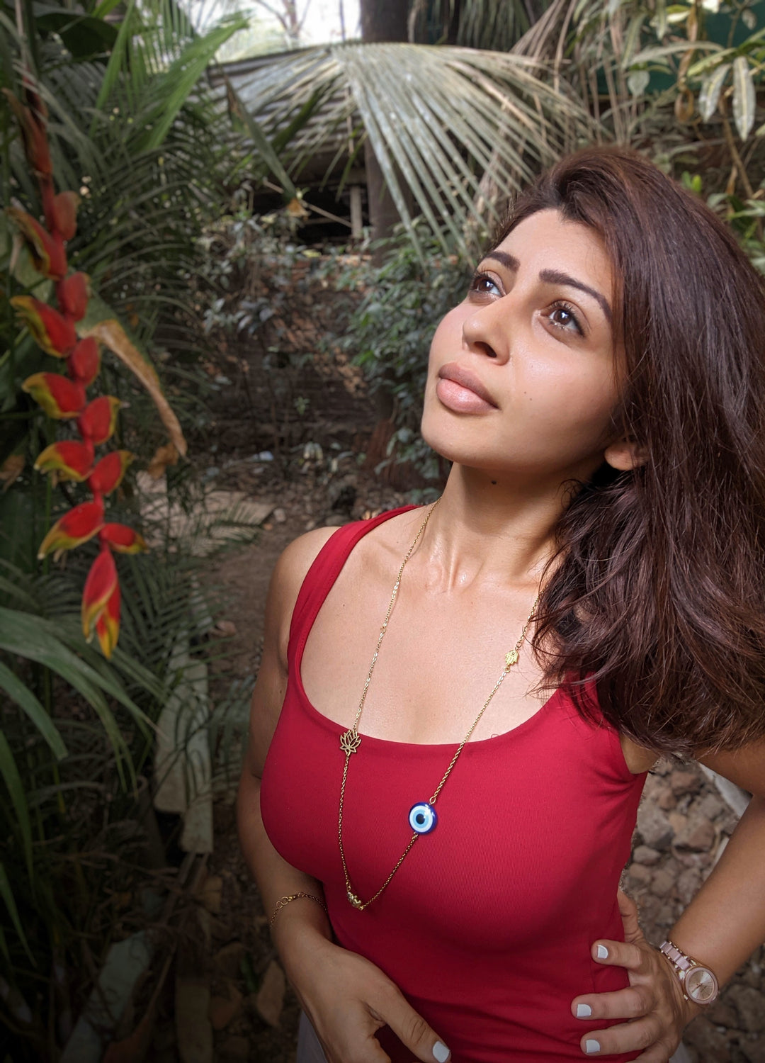 Long evil eye necklace