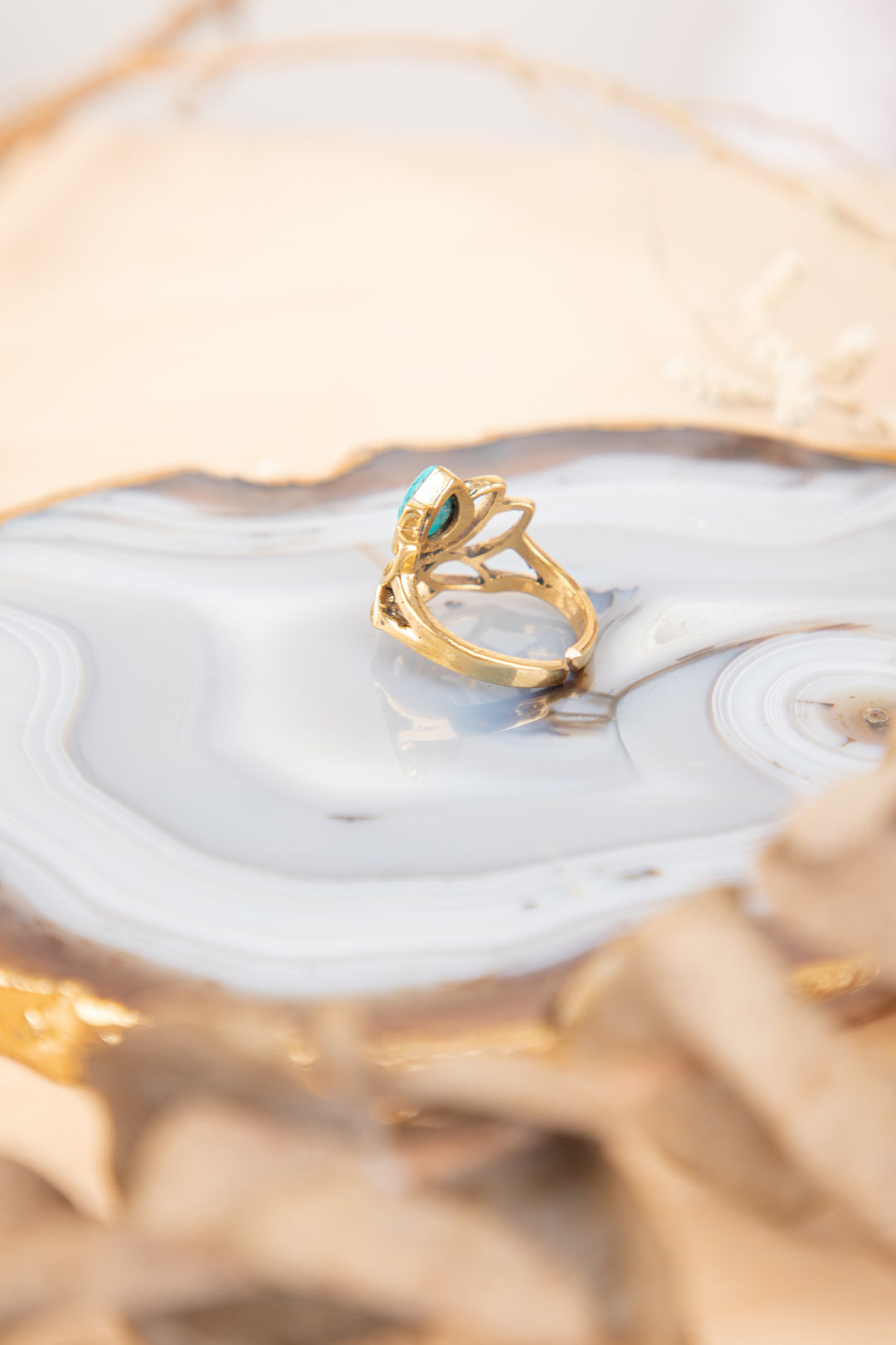 Lotus adjustable brass ring size 5-7