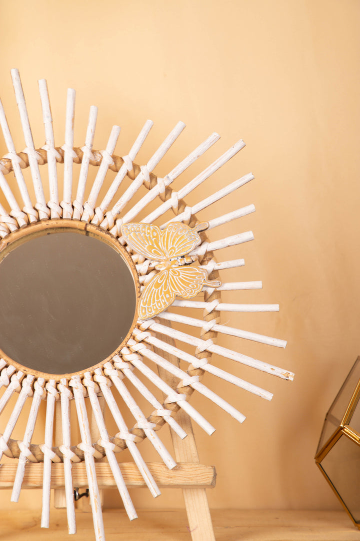 Radiating Rattan Mirror