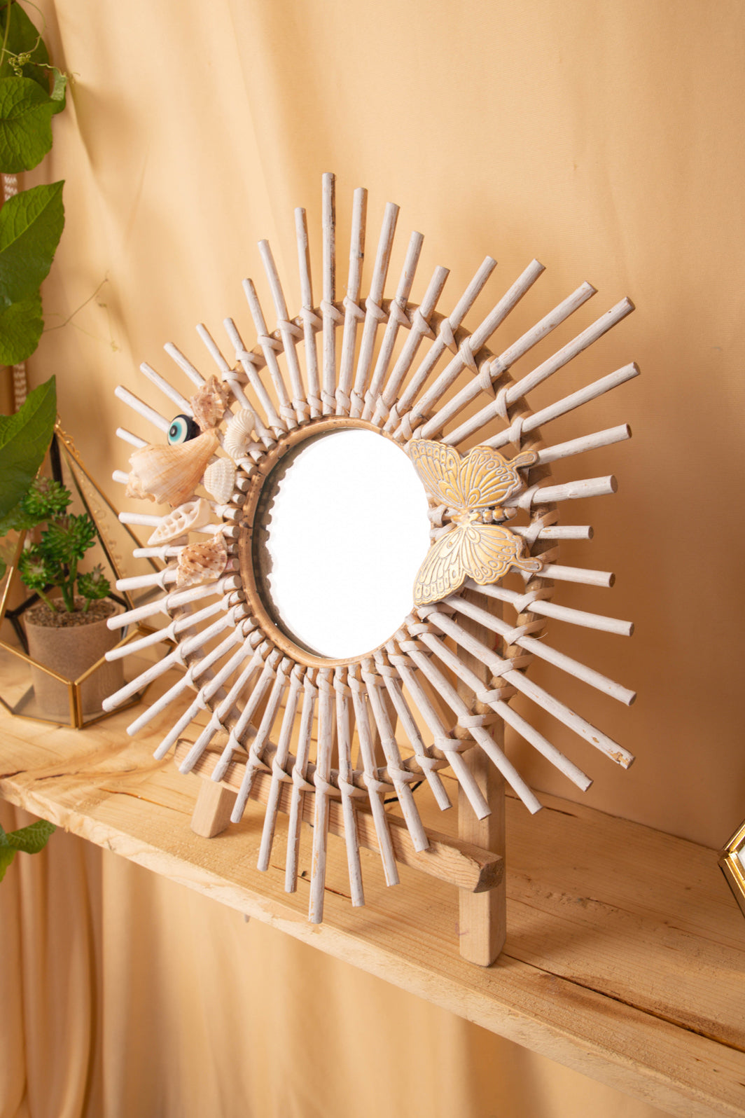 Radiating Rattan Mirror