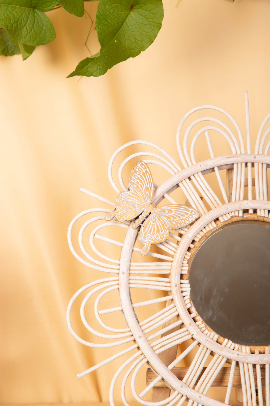 Floral Rattan Mirror