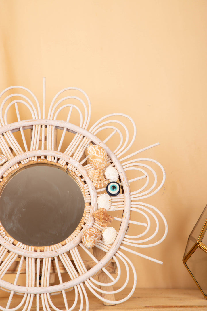 Floral Rattan Mirror