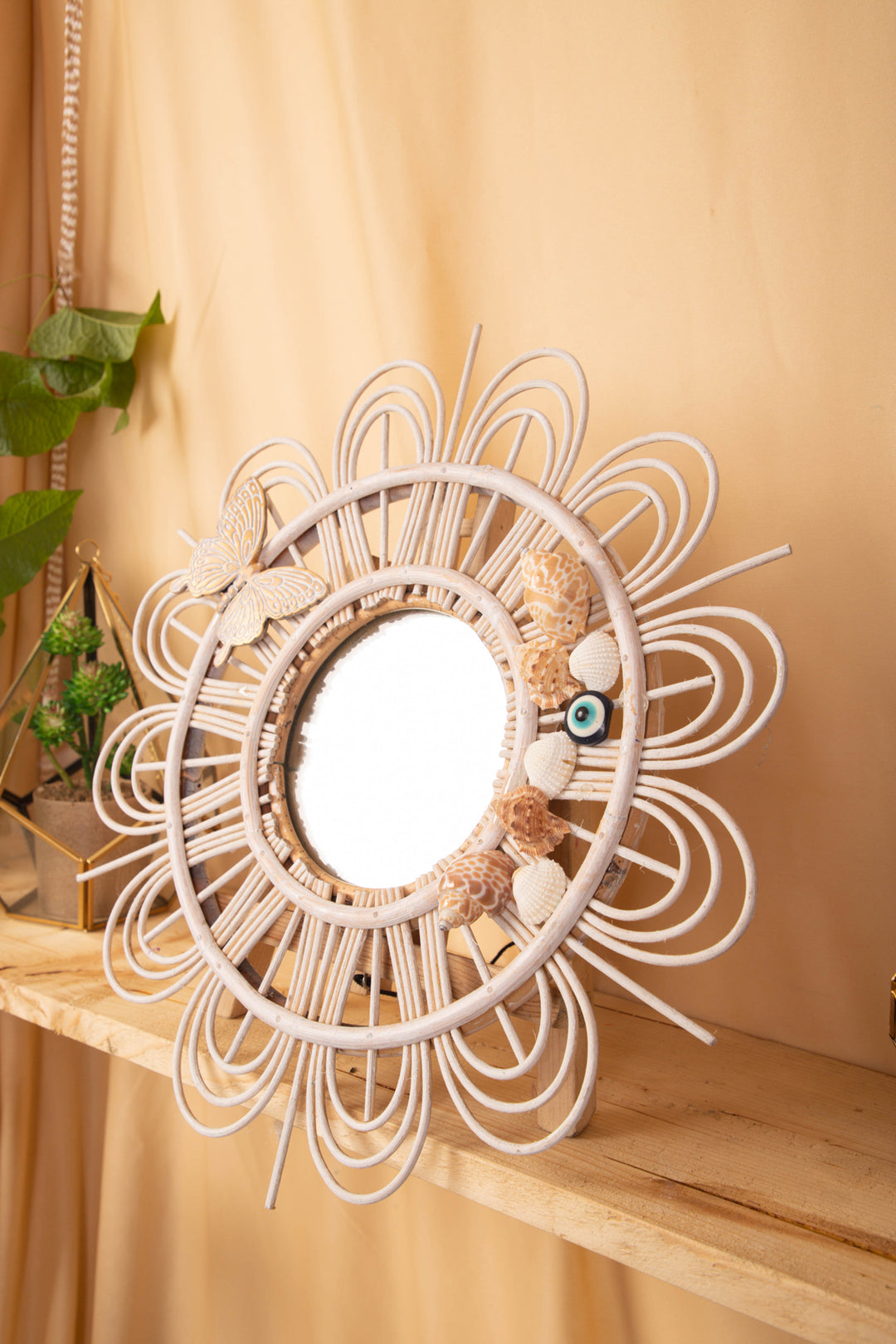 Floral Rattan Mirror