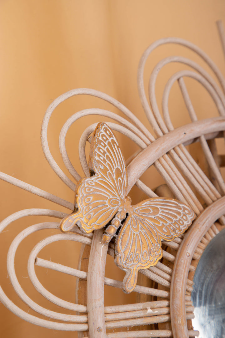Floral Rattan Mirror