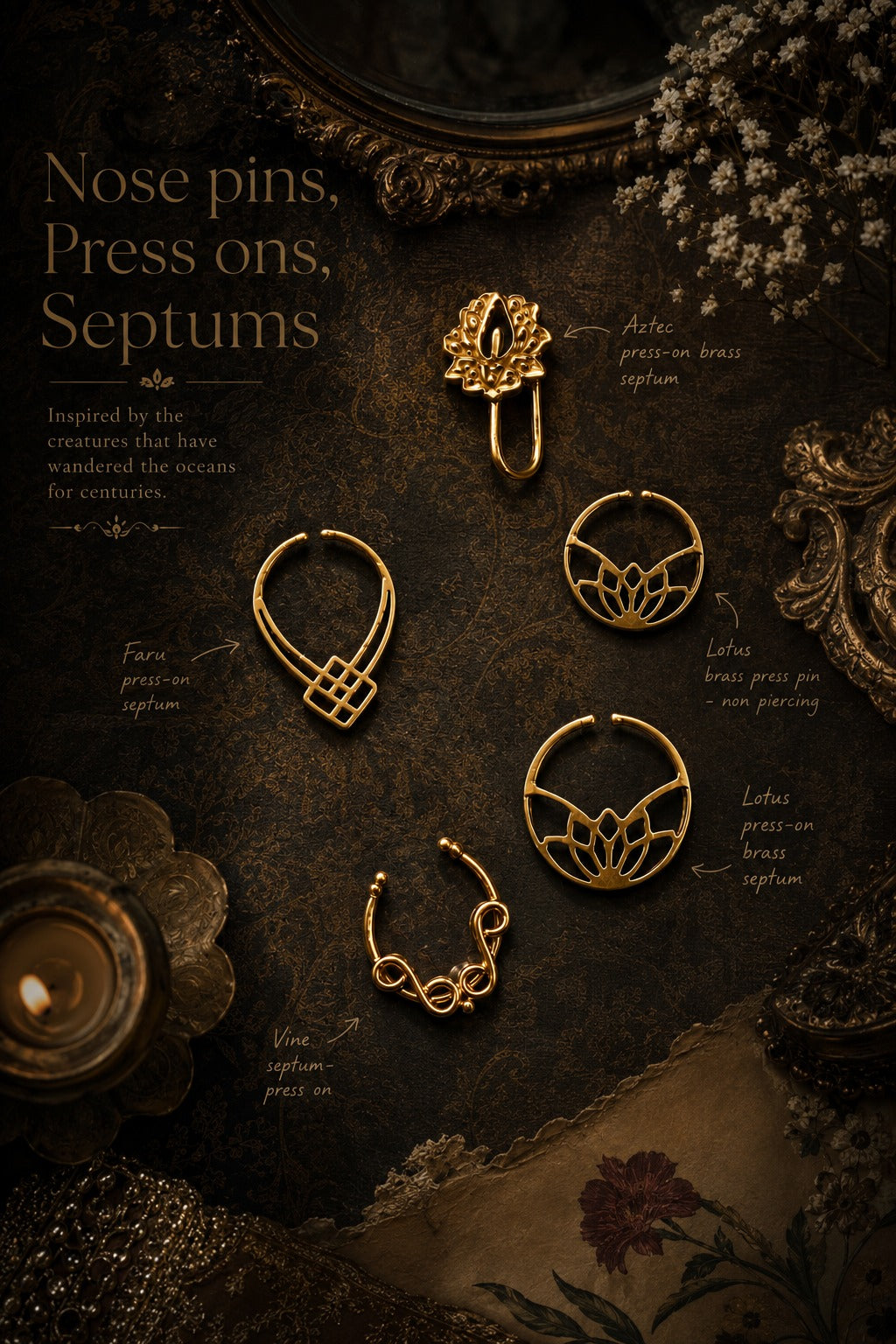 Nose pins, Press ons, Septums