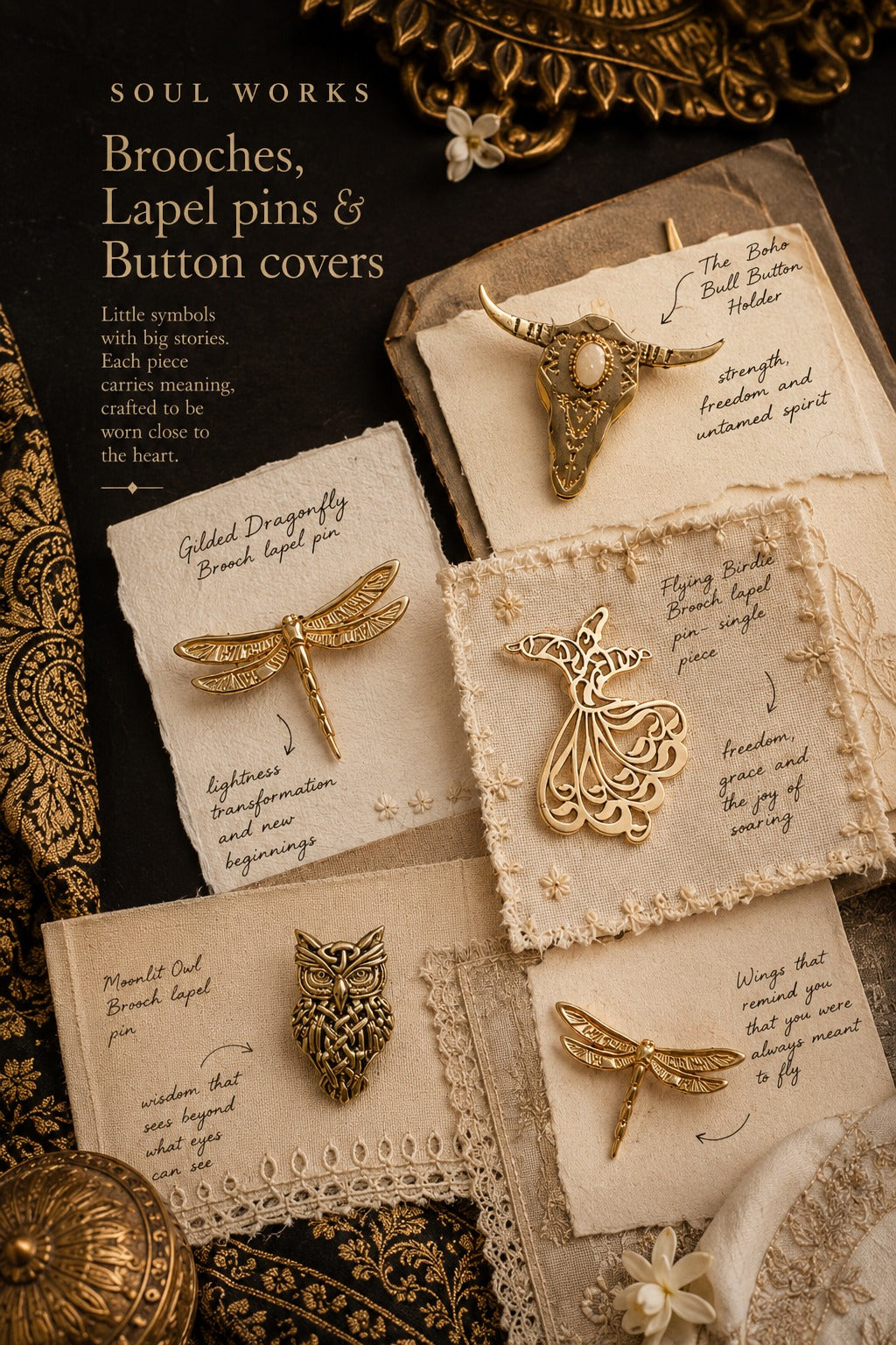 Brooches, Lapel pins & Button covers