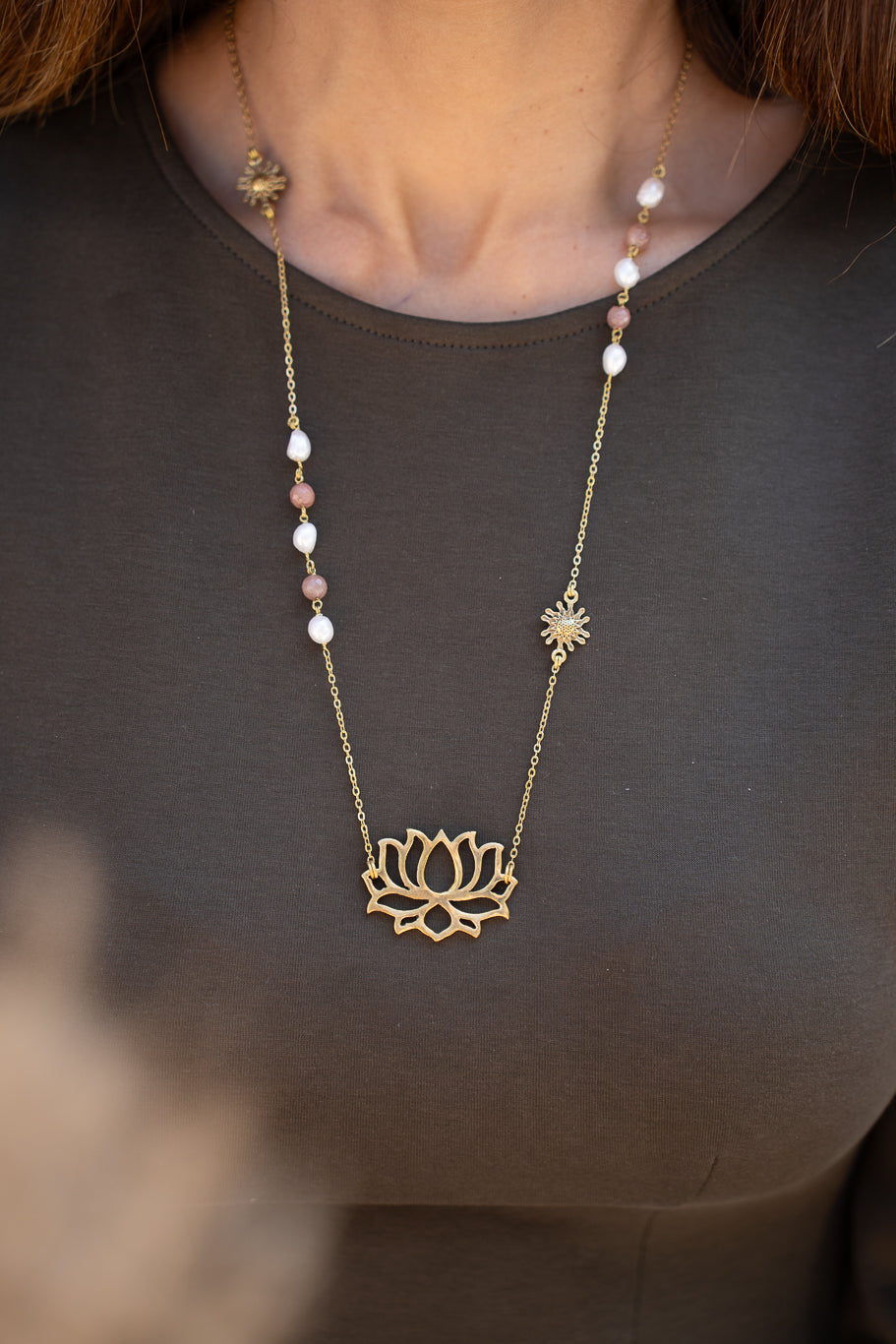 Sunlit Lotus Pearl Chain