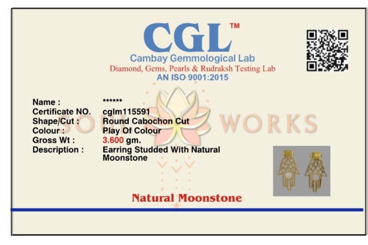 Hamsa brass stud earrings