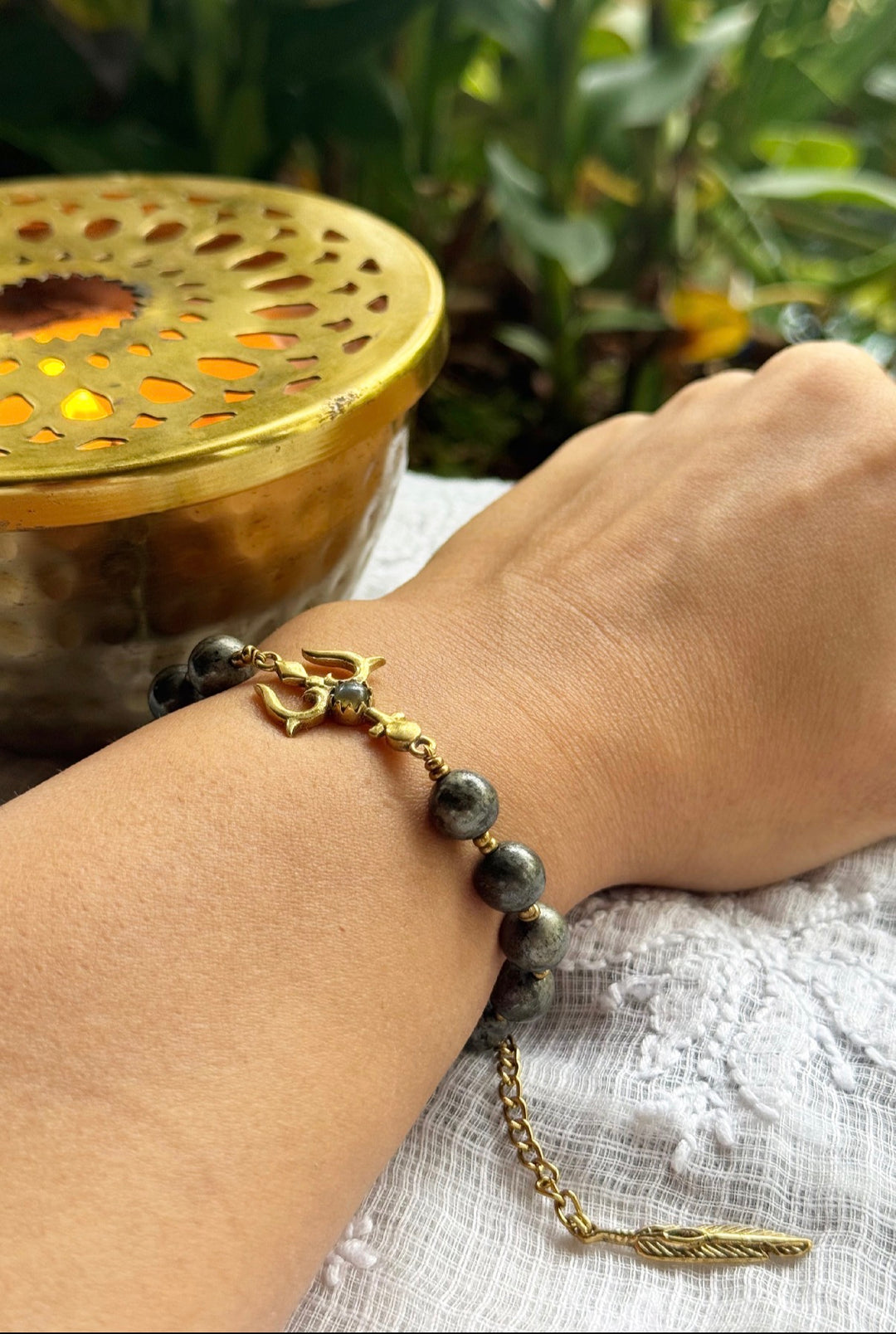 Raw Pyrite trishul healing bracelet