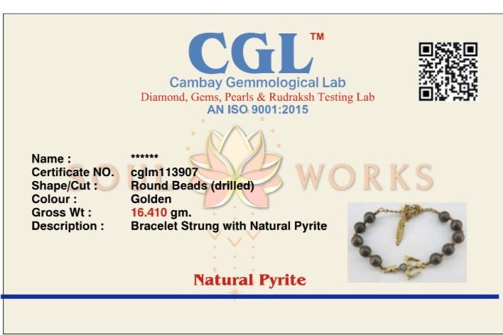 Polished Pyrite trishul healing bracelet