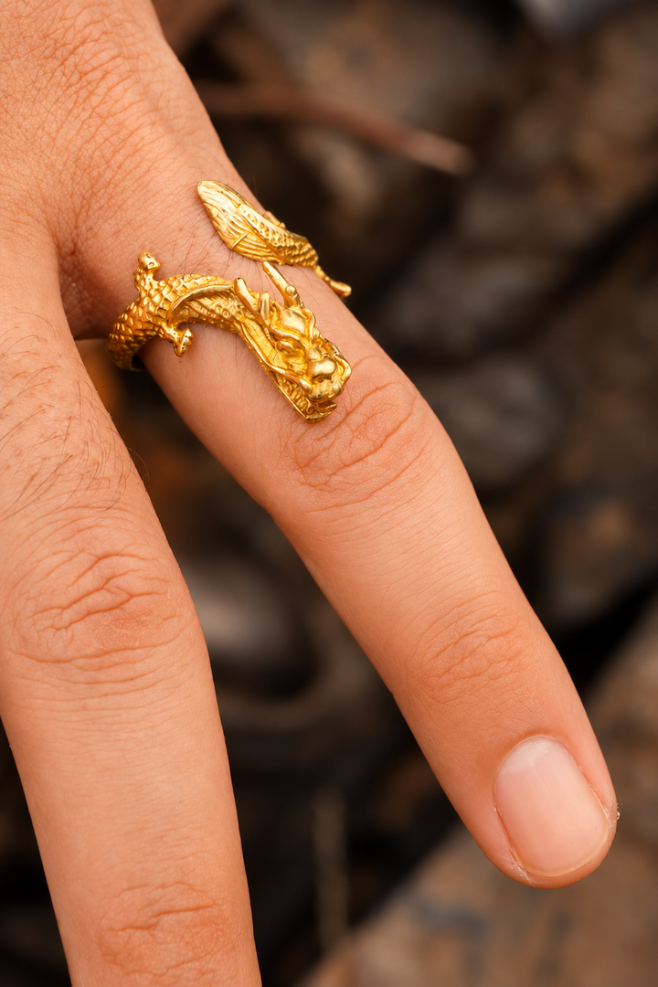 Dragon Brass Men's Ring. Size 6-9| Adjustable