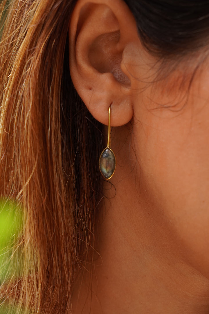 Labradorite light brass danglers.