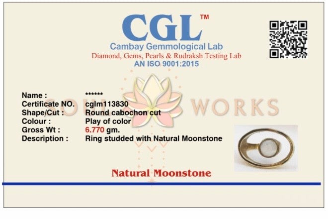 Moonstone adjustable brass band. Size 5-7