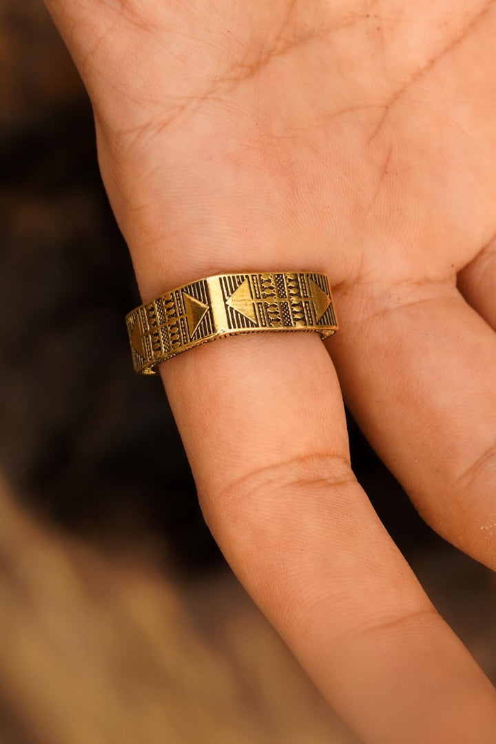Aztec Men's Brass Ring. Size 7-9| Non Adjustable