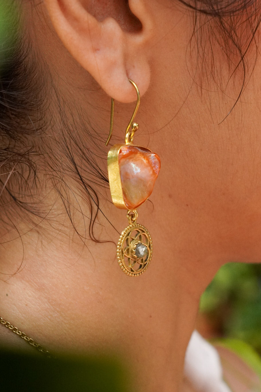 Pearl of joy brass earrings