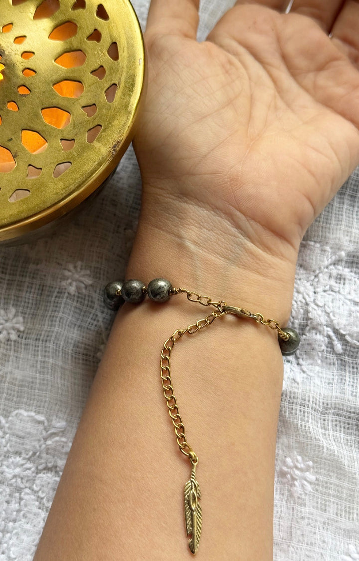 Raw Pyrite trishul healing bracelet