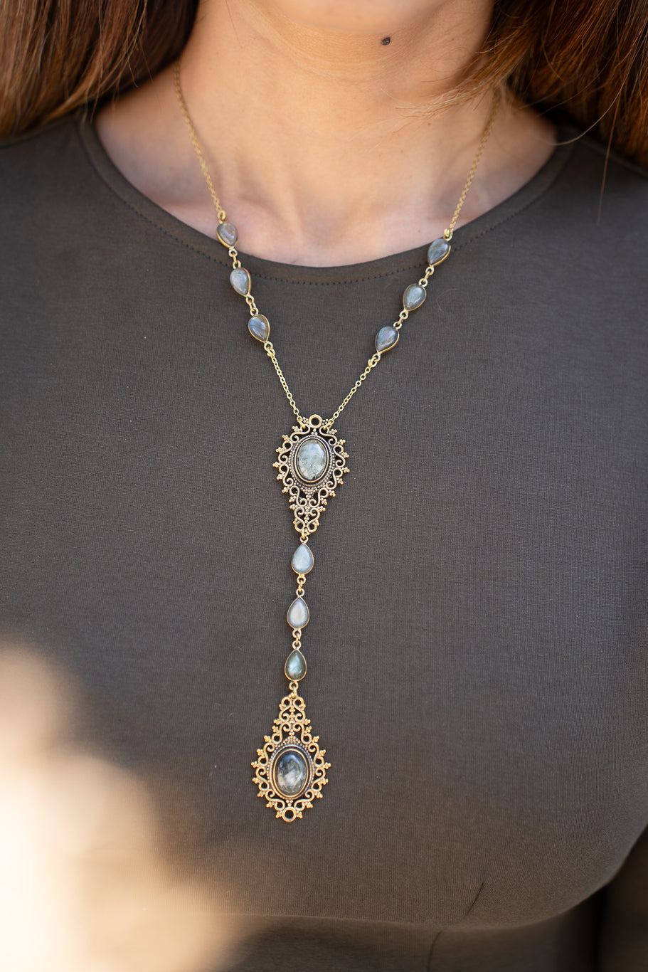Vintage Labradorite Lariat Necklace