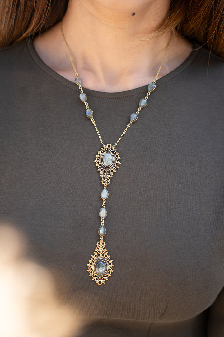 Vintage Labradorite Lariat Necklace
