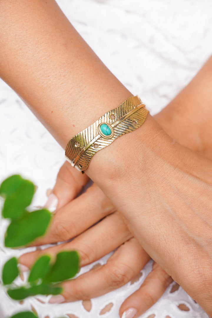 Turquoise Brass Kadha