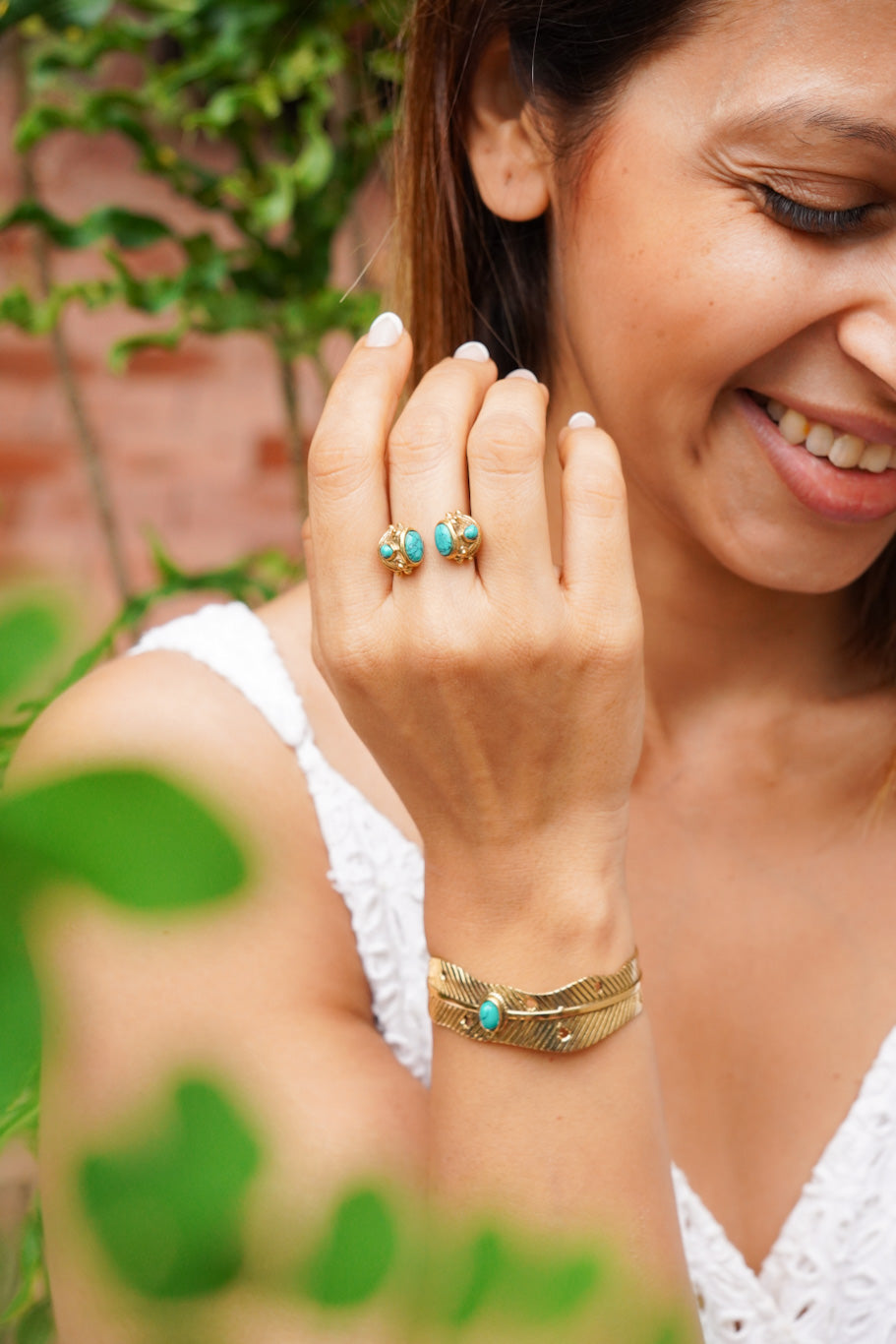Turquoise Brass Kadha