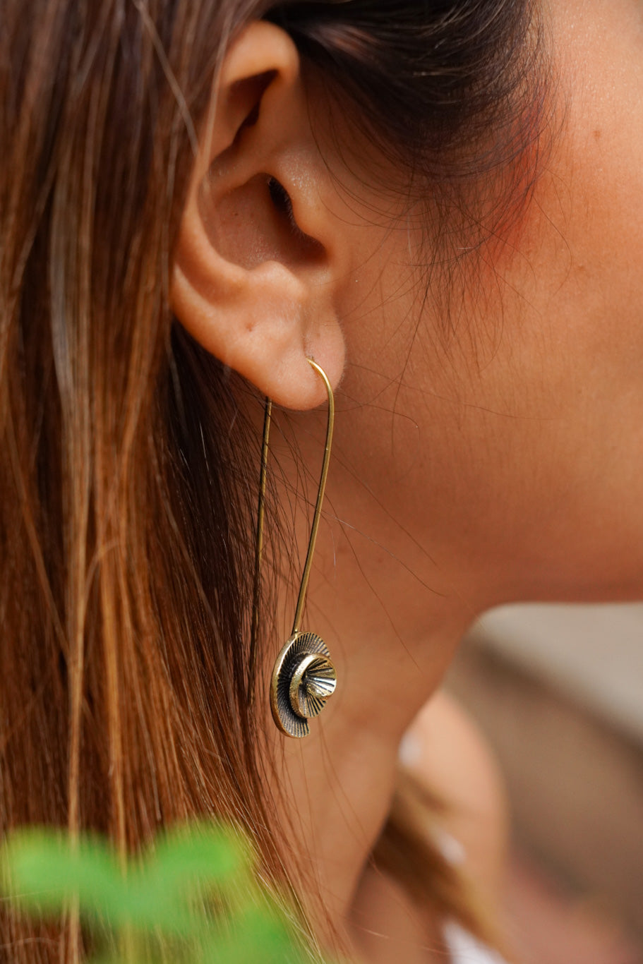 Rose brass drop earrings