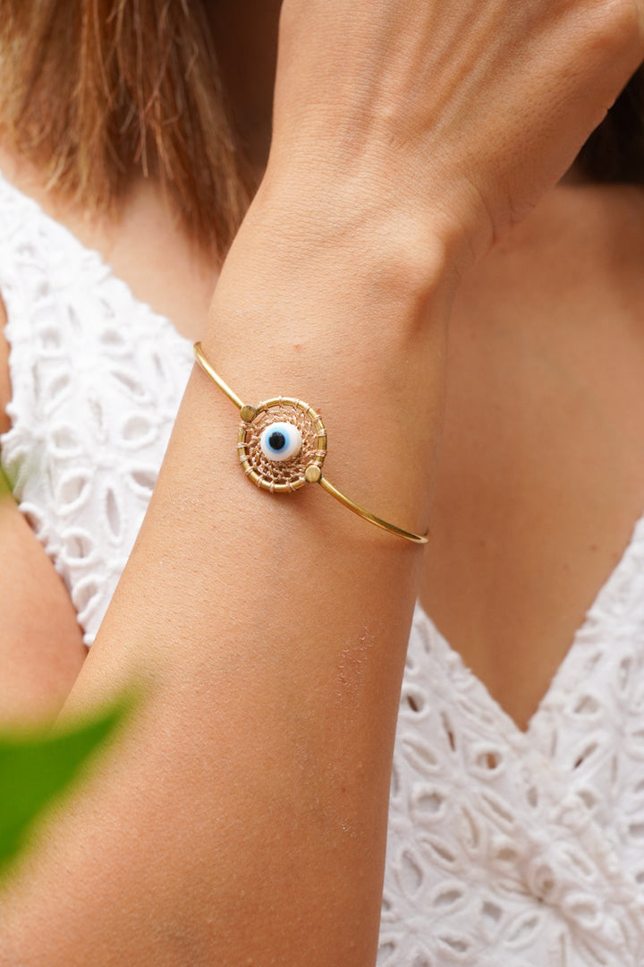 Dreamcatcher Evil Eye Brass Bangle