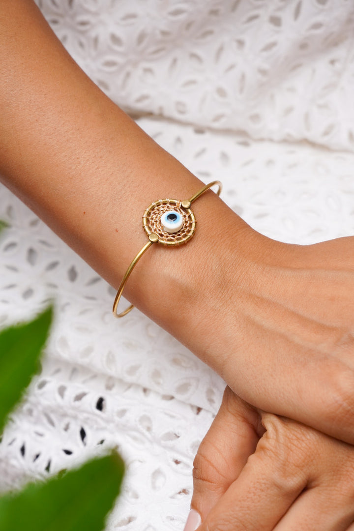 Dreamcatcher Evil Eye Brass Bangle