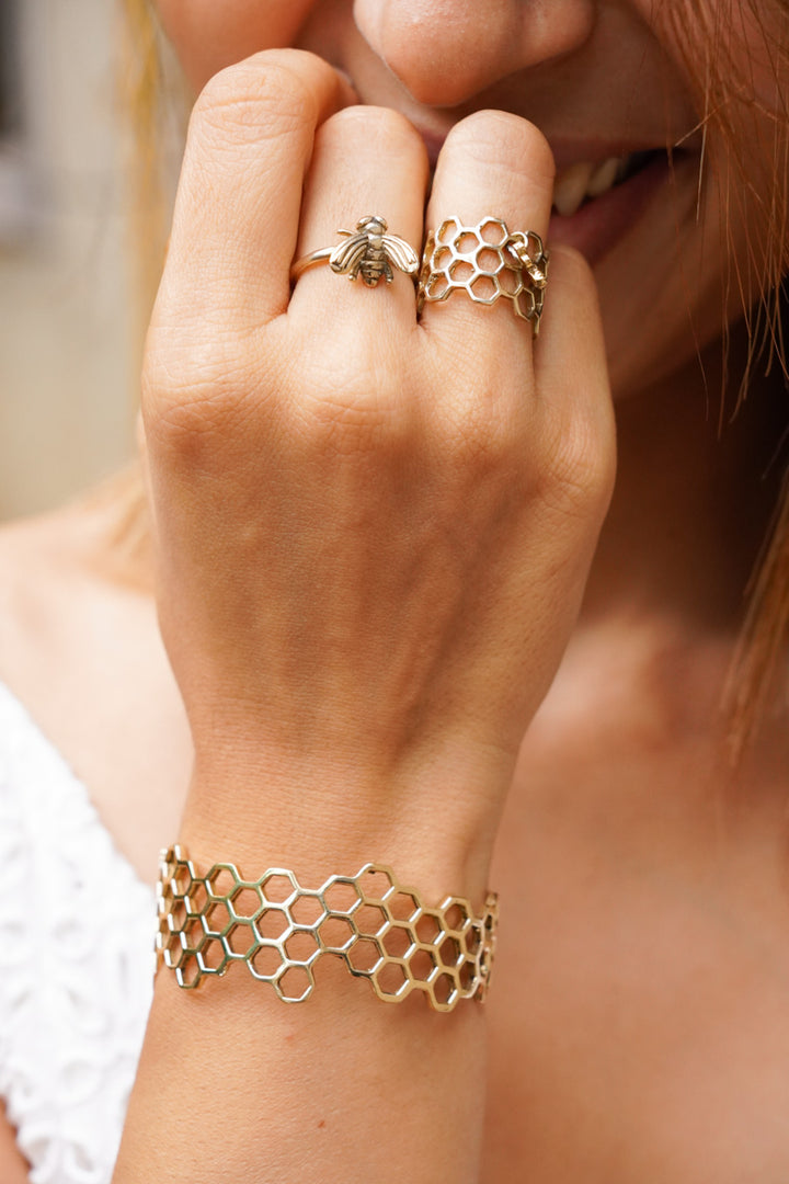 Honey Bee Finger And Toe Brass Ring. Adjustable Size.