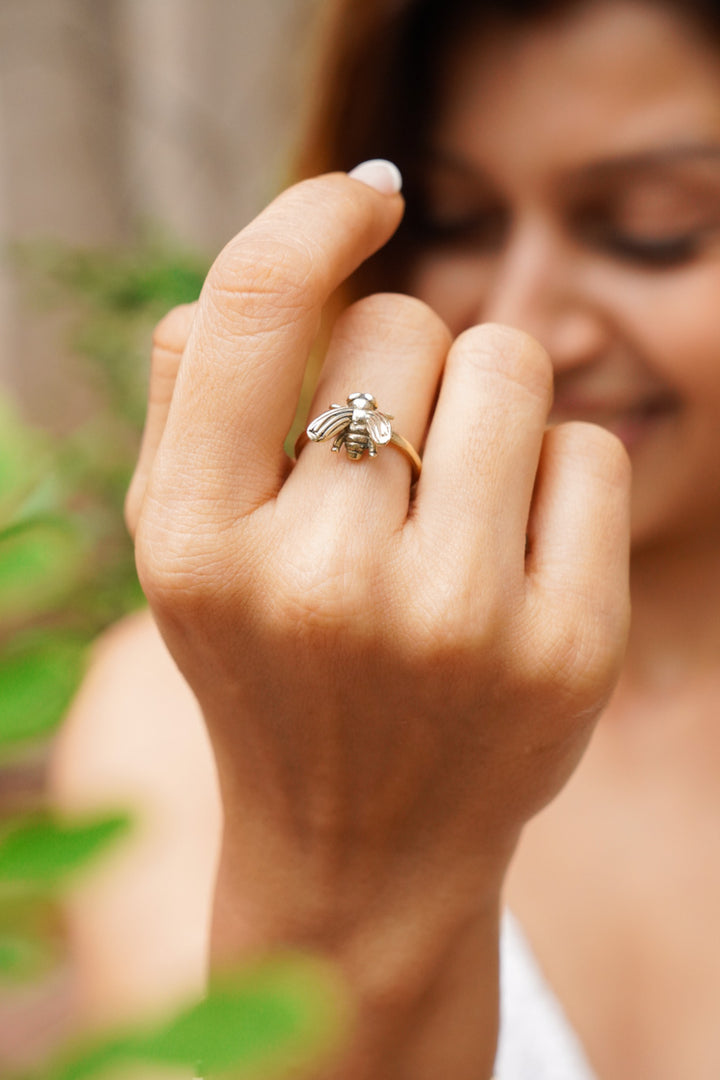 Honey Bee Finger And Toe Brass Ring. Adjustable Size.